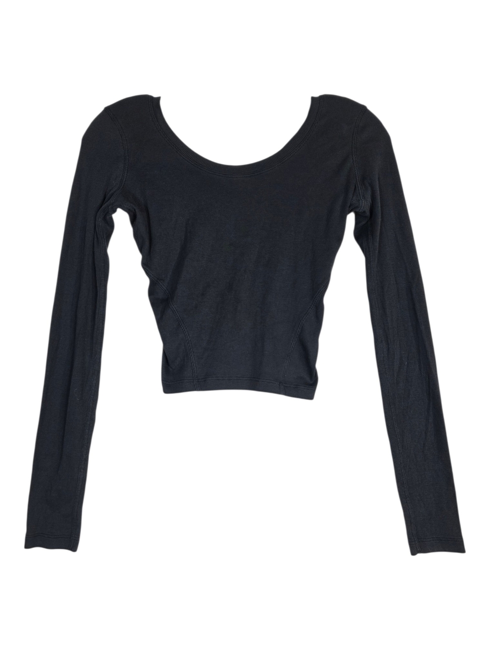 lululemon athletica Ribbed Black Long-Sleeve Scoop Open back Crop Top